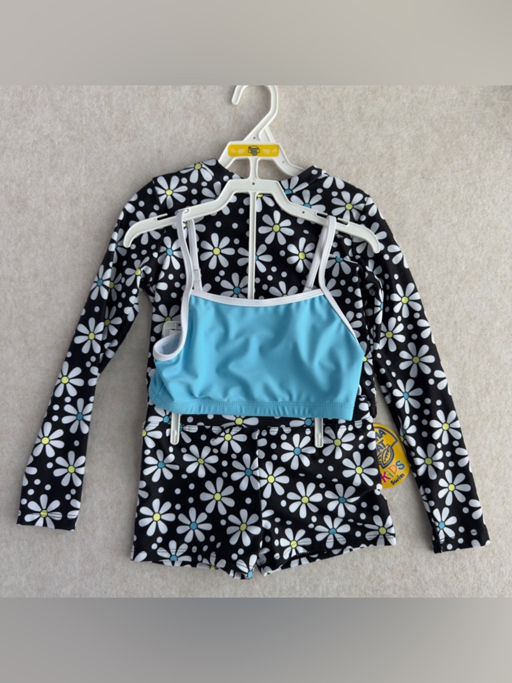 Banana Boat Girls 4 Piece Swimsuit Set Bundle Rash Guard Bikini Size 5/6 NWT NEW